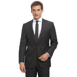 John Varvatos Star USA Mens Baxter Stripe Wool Suit 40R Pants 35 Waist